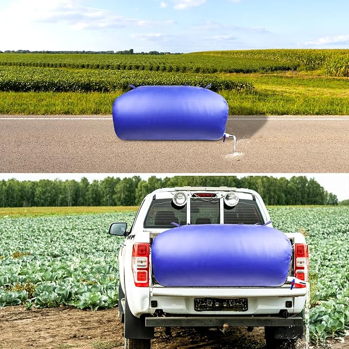 Heavy-Duty Water Storage Bladder - 87.2Gal/330L with Stainless Steel Fittings, Leak-Proof & Durable Cistern – Portable Tank for Emergency, Farming, Camping, and RV Use