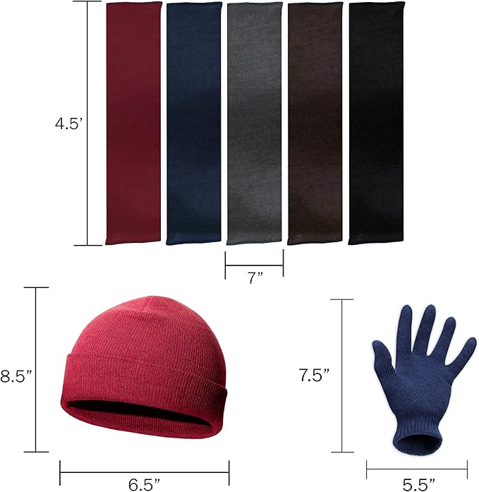 Moda West 72-Pack Gloves, Scarves, and Beanies - Bulk 24 Glove Pairs, 24 Scarves, 24 Beanies - Bulk Supplies for Cold Weather, Emergencies, Homeless, Charity