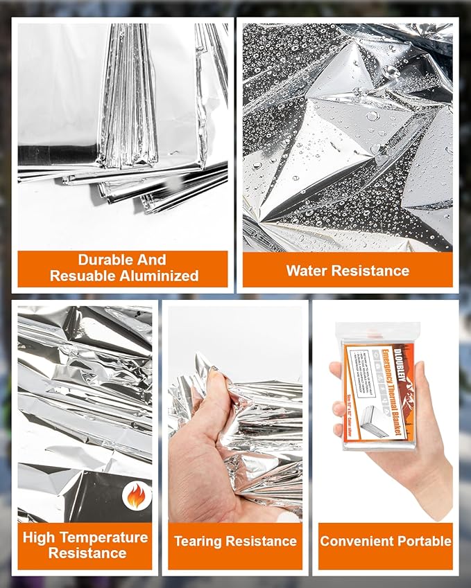Emergency Thermal Blanket 20-Pack – Reusable Mylar Space Blanket for Camping, Car Survival Kit, Waterproof Outdoor Gear, Heavy-Duty Emergency Heat Retention