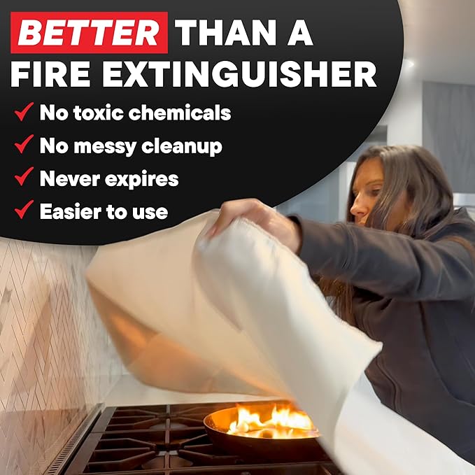 America Fire Blanket, Fire Blanket – Puts Out Fires in Seconds, Never Expires, Provides Peace of Mind