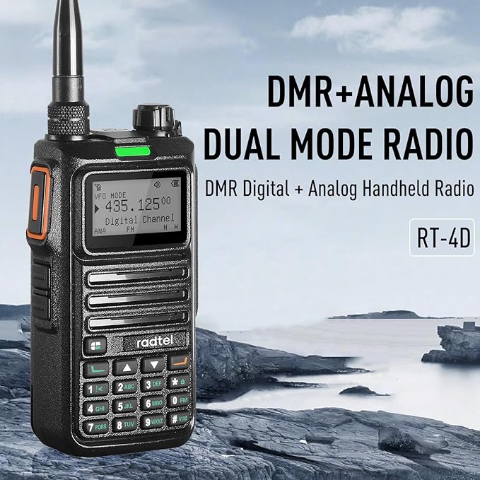 Radtel RT-4D DMR Radio 1024 Channels Walkie Talkie, Dual Band Dual Mode Analog/Digital Two Way Radio, Dual Time Slot Tier 1+2, Ham Radio UHF VHF Spectrum