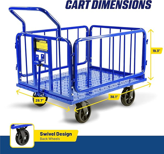 Goodyear Cargo Trailer Heavy-Duty, Utility Cart - 1200 lbs Capacity with Hitch, 8" Casters, Compatible with Electric Tugger Cart
