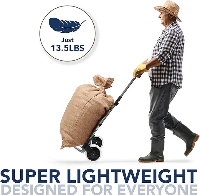 Olympia Tools 250 LB Aluminum Folding Hand Truck with Telescoping Handle - Light Weight Foldable Hand Truck Trolley Dolly Moving Cart with 2-Wheels & Ergonomic Handle for Travel, Home & Office Use