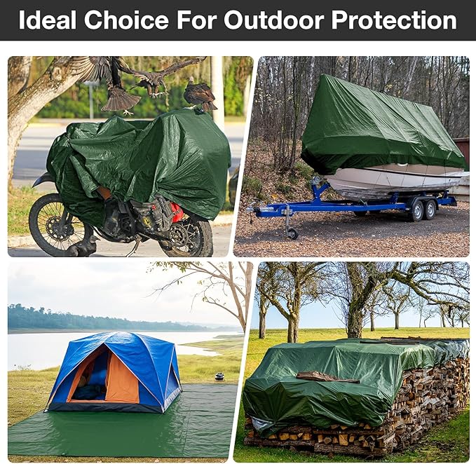 Tarp Waterproof 16 X 20 FT 14 Mil Heavy Duty Tarp Multipurpose Tarps Heavy Duty Waterproof Protective Cover UV All Weather Resistant for Shelter Camping, Green/Brown