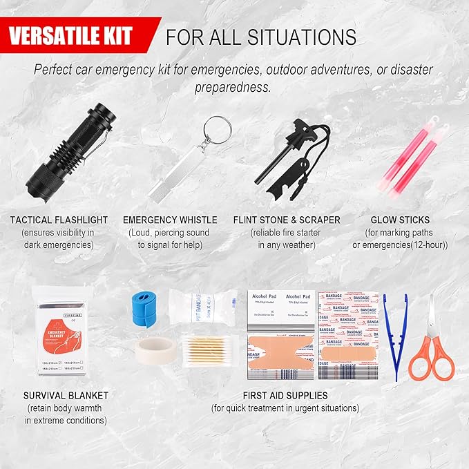 Gifts for Men Christmas 146Pcs Survival Kit First Aid Kit, Emergency Kit with Survival Tools, Medical Supplies for Camping, Travel, Outdoor Adventure