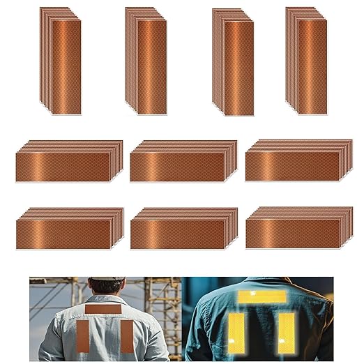 Non Fading Brown Reflective Stickers 2 inch X 6 inch, Outdoor Waterproof High Visibility Warning Safety Adhesive Reflector Tape (100 Pcs)