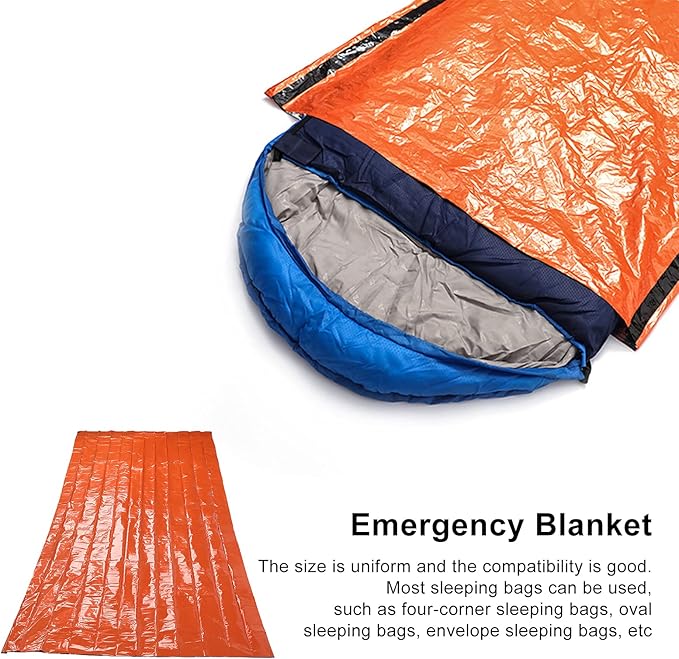 Emergency Warm Sleeping Bag,Portable Waterproof Thermal Bivy Sacks,Emergency Sleeping Bags PE Aluminum Film Orange Survival Sack Simple Thermal Blanket for Camping Hiking
