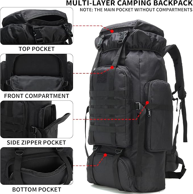 Hiking Backpack for Men 70L/100L Camping Backpack Military Rucksack Molle 3 Days Assault Pack for Climbing