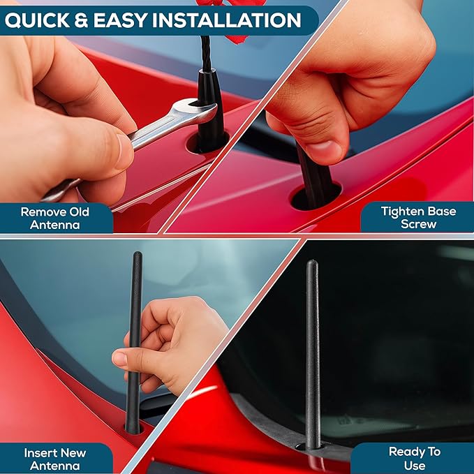 Motiv 7.8″ Short Truck Antenna–Stubby Car Wash Safe Flexible Spring & Brass Base–Universal Replacement Auto Radio Antenna for Truck & Car, Fits Chevy Silverado, GMC Sierra, F-150, RAM, Tacoma, Jeep