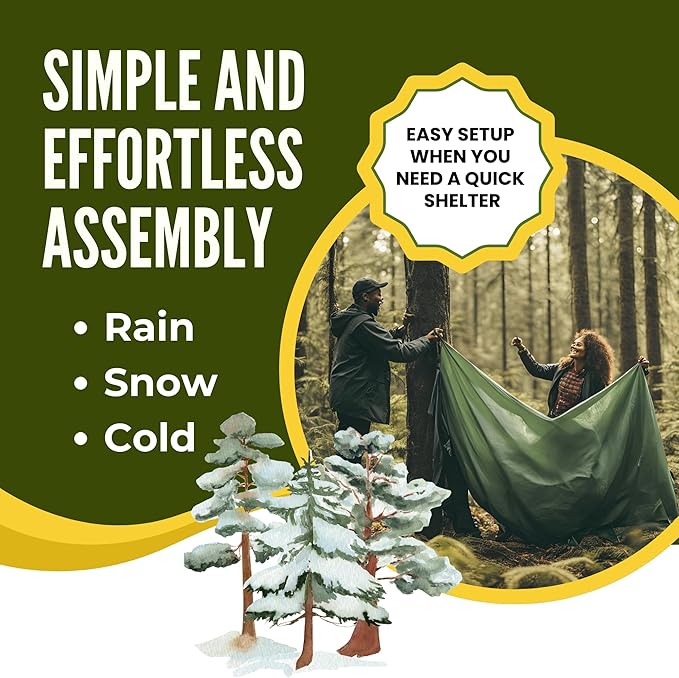 New ThermoShield™ Technology – Ultimate 2-Person Ultralight Mylar Survival Tent with Reinforced Paracord & Emergency Whistle • All-Weather Protection for Hiking, Camping & Survival Kits