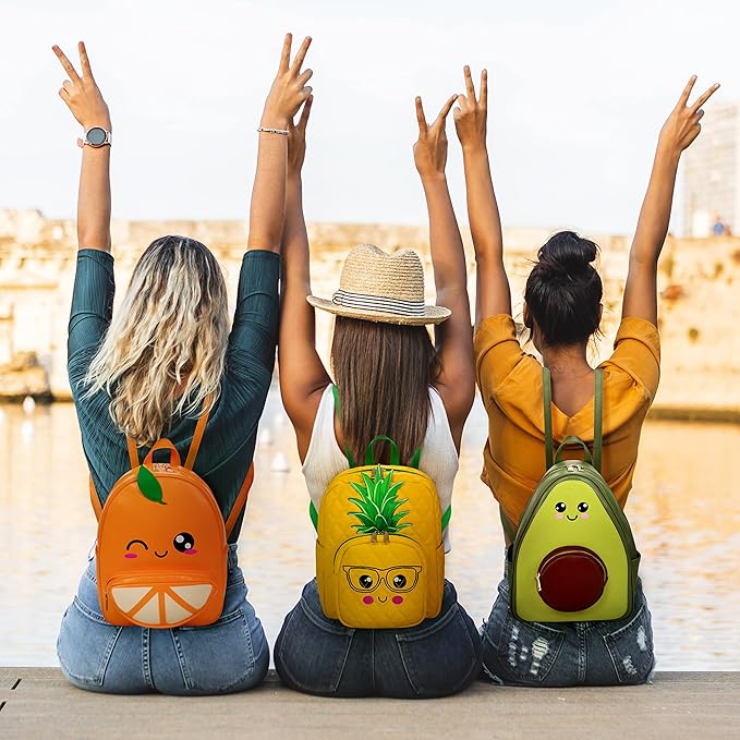 Kawaii Pineapple Backpack Purse | Women and Kids Fashion Backpack Purse | Faux Leather