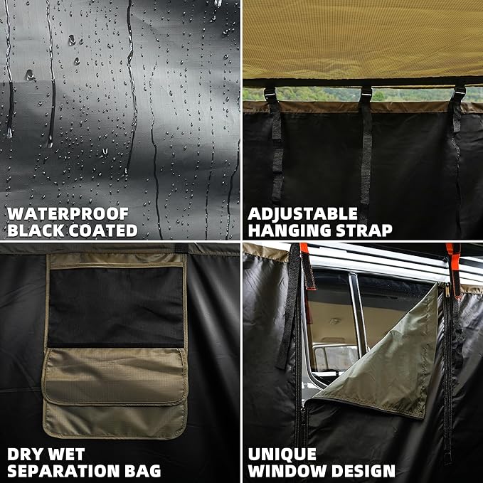 Vehicle Side Shower Room with Roof, 3.3ft x 3.3ft Privacy Shelter Restroom, Car Side Shower Room, Portable Shower Tent for Camping