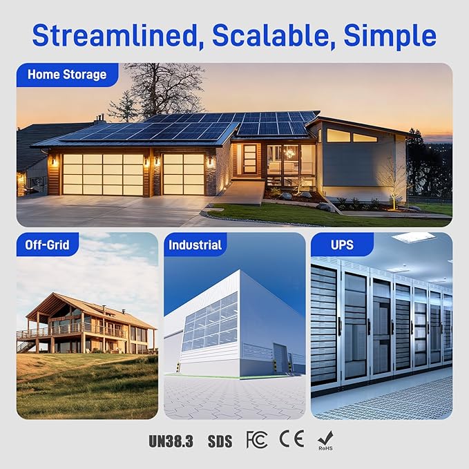 Wattcycle 48V 100Ah LiFePO4 Lithium Battery 100A BMS, 3U 5120Wh Server Rack Mount Battery, with LCD Touchscreen & Bluetooth, 6000+ Cycles Perfect for Solar, RV, Off-Grid, Home Storage, UPS Backup