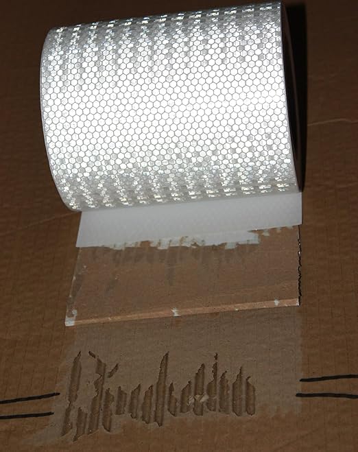 White Reflective Tape Outdoor Waterproof 6 inch, High Visibility Hazard Conspicuity Safety Industrial Marking Tape (66 feet)