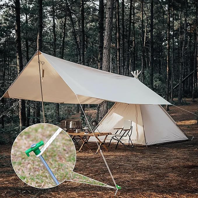12PCS Tent Stakes, Camping Stakes,AVOFOREST 7.1inch Non-Rust Metal Tent Pegs Ground Stakes Tent Spikes Camping,Garden,Hiking Green