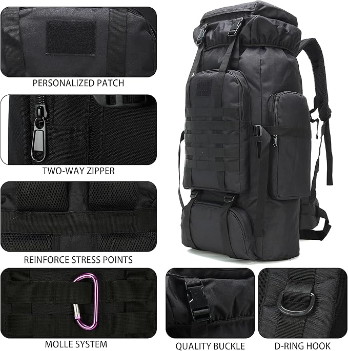 Hiking Backpack for Men 70L/100L Camping Backpack Military Rucksack Molle 3 Days Assault Pack for Climbing