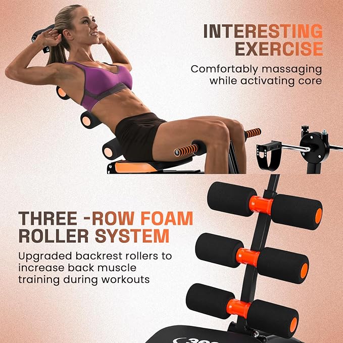 All-in-One Ab Workout Bench, Ab Machine, Workout Bench for Home Gym, Multi-Functional Adjustable Crunch Machine, Exercise Equipment for Total Body Workout (Black Yellow)
