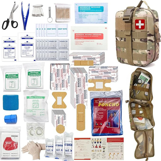 293Pcs/set - First Aid Kit Molle Pouches Emergency Survival Kit Suitable for Outdoor Activities, Home, School, Hiking, Car Travel and Camping - Quick Response First Aid Essentials (CP)