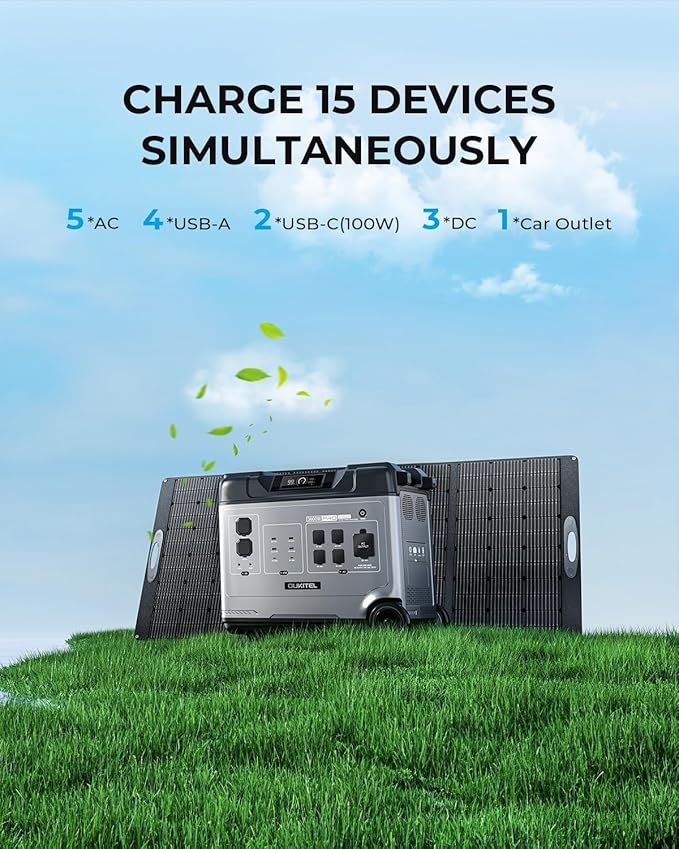OUKITEL P5000 Pro 3600W Solar Generator with 400W Panel, 5120Wh Solar power station with 5 AC Outlets (5000W Peak), 1800W Fast Charging, Emergency Battery Backup for Home, Camping & RVs