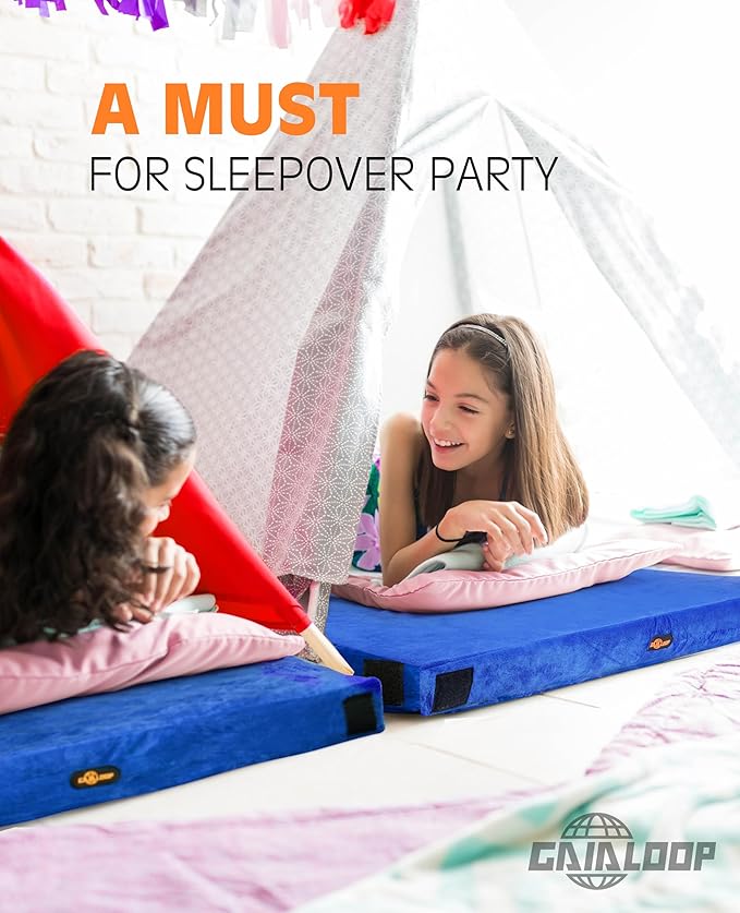 3 Inch Memory Foam Camping Mattress, Dual Layer Thick Sleeping Camp Pad for Car Tent Cot, Roll-Up Portable Glamping Floor Bed for Guests Sleepover