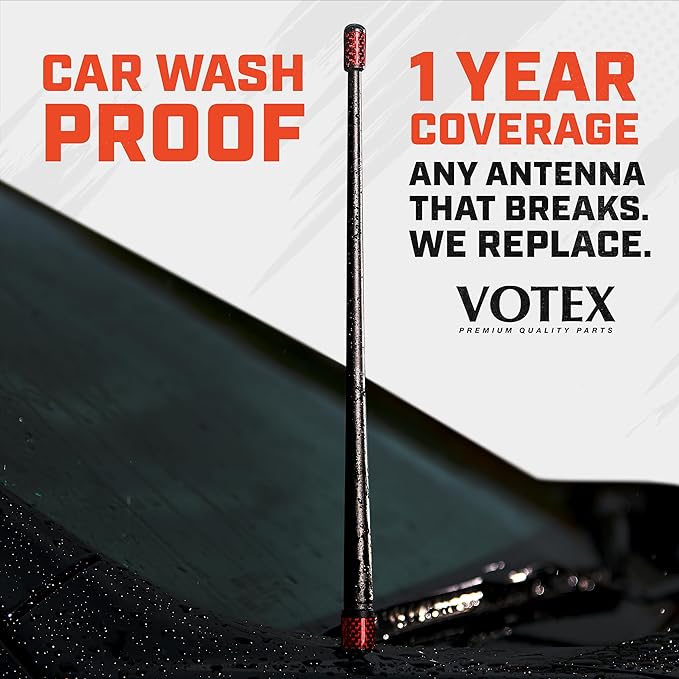 Votex - The Spartan - 13 3/4 Inch Rubber Antenna fits Harley Davidson Motorcycles - Red Carbon Fiber Trim - Tuned Internal Copper Coil - Part Number A601-HAR-15