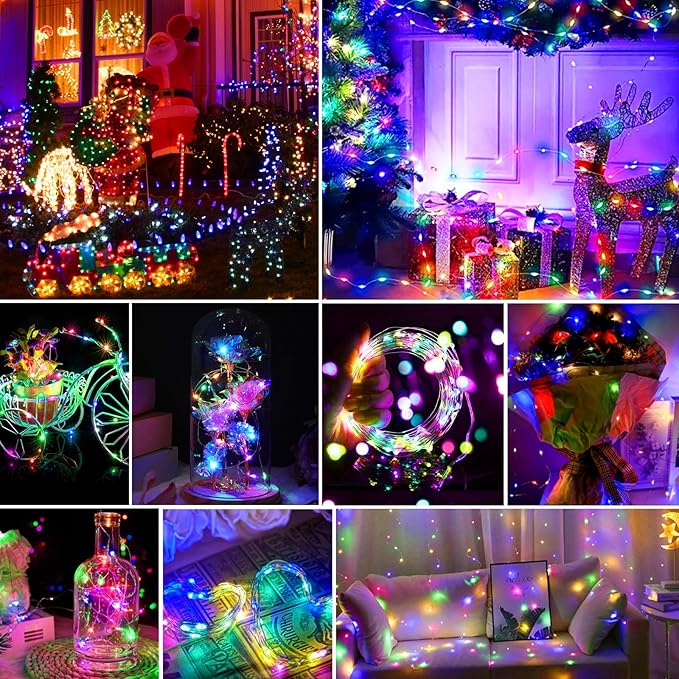 pozzolanas 12 Pack Multicolor Battery Operated String Lights - 7ft Waterproof Fairy Lights with 20 LEDs for Home, Mason Jar, Party, Wedding, Halloween, Christmas Decorations