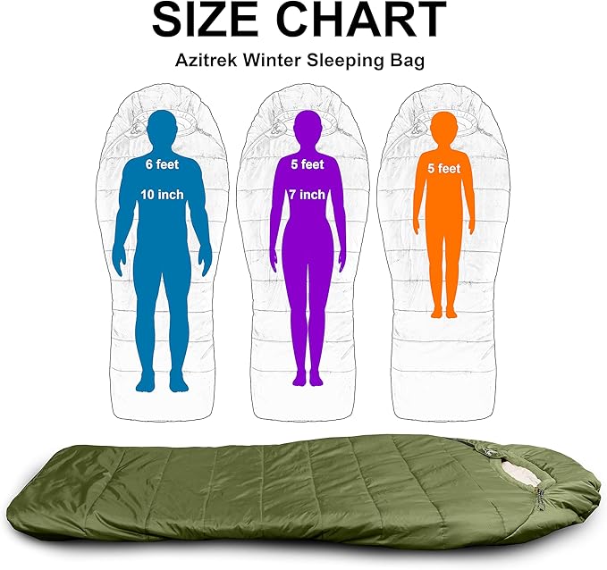 0 Degree Mummy Sleeping Bags for Adults Camping | XXL Big and Tall 3-4 Season Warm Cool | Cold Weather Winter Sleeping Bag w. Compression Sack Youth | Side Sleeper Friendly