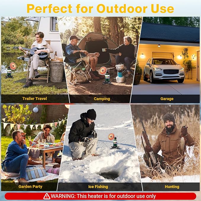 Portable Propane Heater,9200BTU Outdoor Patio Heater with Self Ignition and Gas Cylinder Holder for Tent, Camping, Winter Fishing, Garage,Hiking(Fuel Cylinder not included)