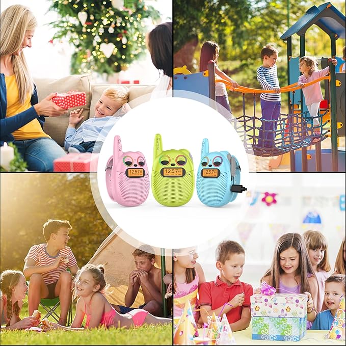 Qniglo Walkie Talkies for Kids 3 Pack, 22 Channel 2 Way Radios Walkie Talkies Toys Christmas Birthday for Boys Girls 3-12, Cute Pink Walke Talkie Camping Hiking Adventures