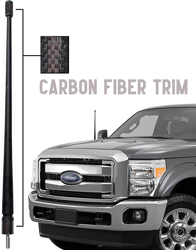 Votex - The Spartan - 13 3/4 Inch Rubber Antenna - USA Stainless Steel Threading - Black Carbon Fiber Trim - Tuned Internal Copper Coil - Part Number A601-FFD-15