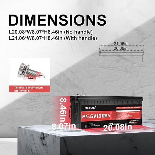 24V 100Ah LiFePO4 Lithium Battery,4000+ Cycles & 100% DOD,Built-in 100A BMS,25.6V High Energy Density,Perfect for RV, Solar, Off-Grid, Camping, Home Backup