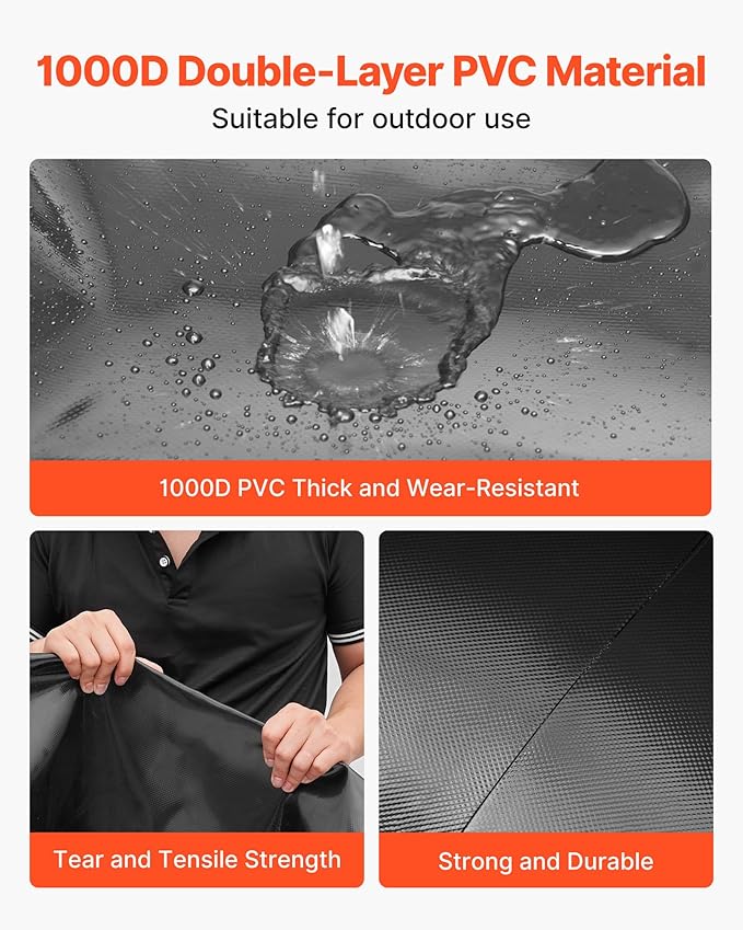 VEVOR Water Storage Bladder, 264 Gallon (1000L) Water Storage Container Tank, 1000D PVC Large Capacity Soft Bag Bladder, Collapsible Portable for Garden Irrigation, Camping, RV, Emergency Use - Black