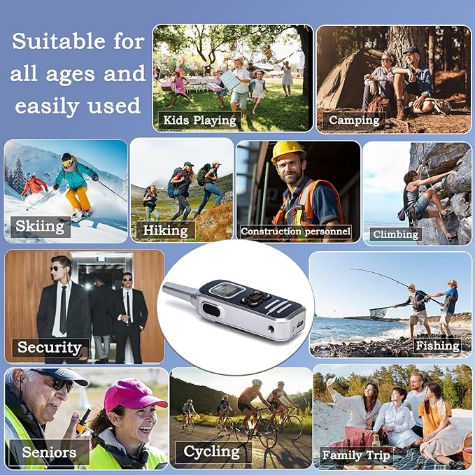 M6P Mini Walkie Talkies,1100mAh Battery Rechargeable,128 Channels,Long Range Walkie Talkies with FM Radio Function,LCD Display,Portable Two Way Radio for Trip Camping Hiking Workplace,2 Pack