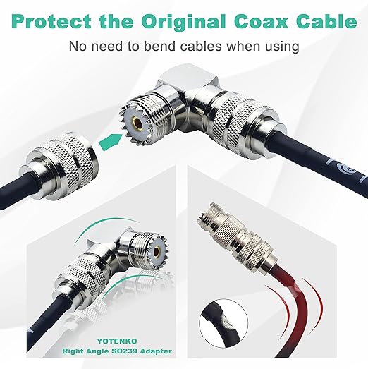 Upgraded SO239 90 Degree Adapter 2-Pack, SO-239 Right Angle Adapter UHF Female Coax Cable Connector SO239 PL259 Elbow Copper