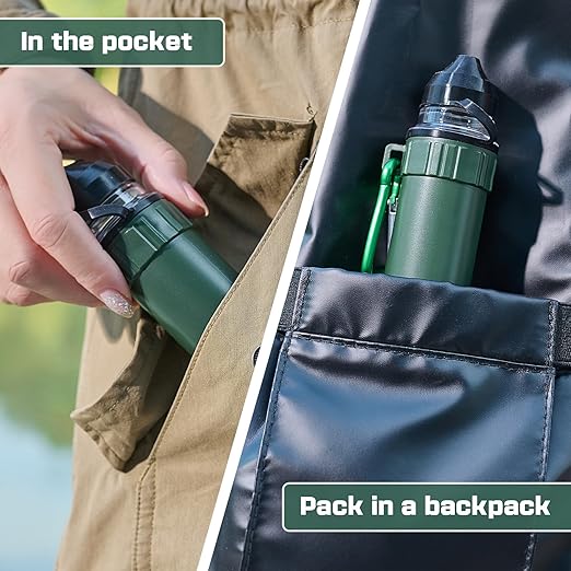 Personal Water Filter Kit for Hiking, Camping, Travel Water Filter Straw Outdoor Portable, Water Purifier Survival Gear and Equipment Army Green