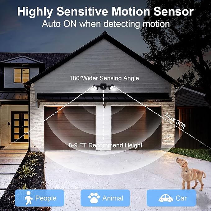 Battery Operated Motion Sensor Outdoor Lights 2 Pack - Wireless LED Flood Lights with Remote, Motion Activated Security Light Waterproof for Outside House Garage Porch Shed Yard Exterior Light