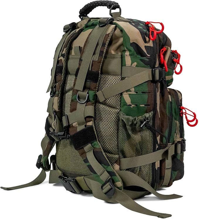 Combat Iron 35L Military Tactical Backpack for Men & Women, Molle Daypack Bug Out Bag, Hiking, Camping, Travel Rucksack with Bottle Holder, Woodland BDU Camo