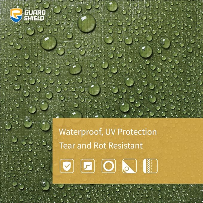 GUARD SHIELD Tarp Green Tarps Heavy Duty Waterproof 12x20 Feet Extra Large Outdoor Tarp Cover 12mil