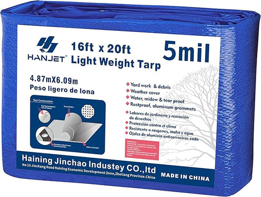 Waterproof Tarp Outdoor 16 x 20 Feet 5 Mil Reinforced Tarpaulins with Metal Grommets Blue…