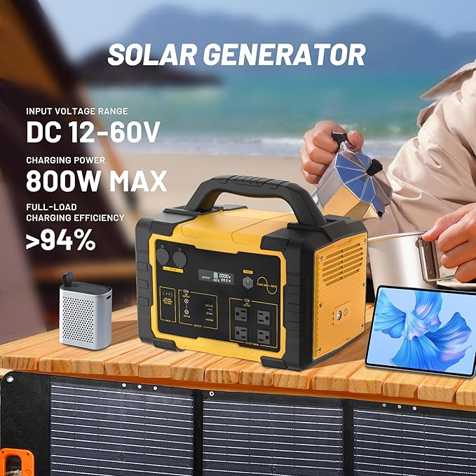 Portable Power Station, 1800W Solar Generator with 1024Wh LiFePO4 (LFP) Battery 120V AC Outlet Solar Powered Generators for Home Use Outdoor Camping RV Travel Emergency Battery Backup Power Supply