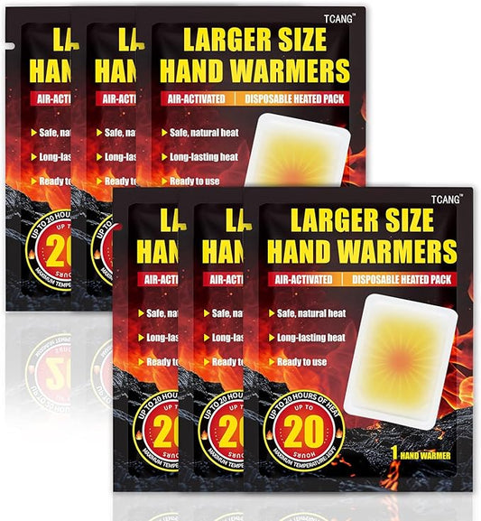 Hand Warmers Disposable - Up to 20 Hours of Heat - 6/20 Pack Super Long Lasting Air Activated Warmers, All Natural & Portable for Body, Hands & Toes - Odorless Hot Warmer Heater for Outdoor Sport