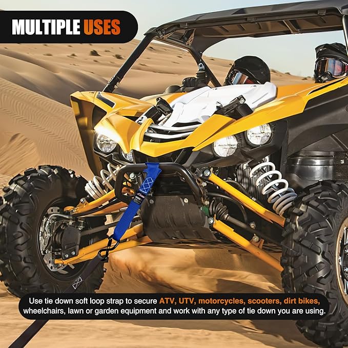 Nilight Soft Loop 1.7”×17" Motorcycle Tie Down Straps Heavy Duty 12000Lbs Max Break Strength for Securing ATV UTV Kayak Moving Cargo (8PK-Blue)