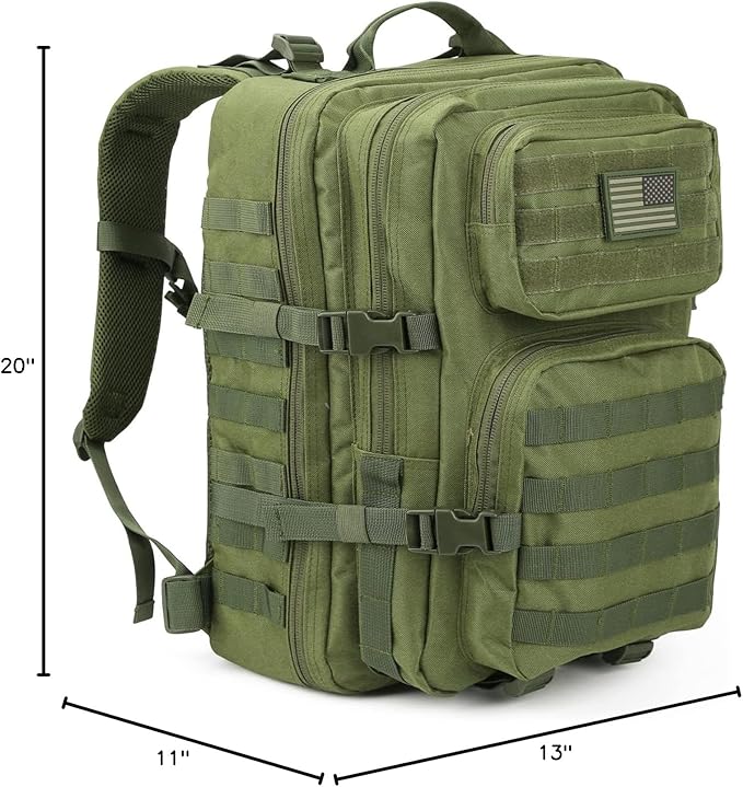 REEBOW GEAR Military Tactical Backpack Large Army 3 Day Assault Pack Molle Bag Army Green