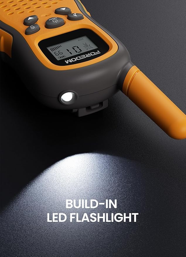 FOREDOM Walkie Talkies for Kids Walkie Talkies Long Range for Boys Age 3 to 12 Year Old Birthday Toys with Flashlight, Lanyards, 2 Pack - Orange