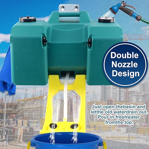 8 Gallon Eye Wash Station, Portable Eyewash Station OSHA-Approved, Wall Mounted Emergency Eyewash Station Kit with Dual Spray, First Aid Eye Wash Station for Factories, Laboratories (Blue)