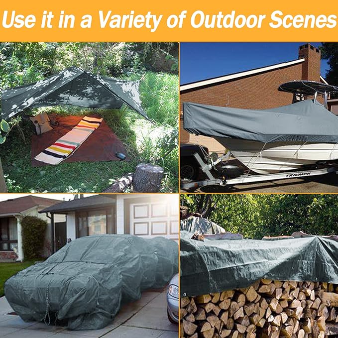 Heavy Duty Waterproof Tarp 40x60 Ft with Rustproof Aluminum Grommets, 12 Mil Silver/Black,Multipurpose Protective Cover