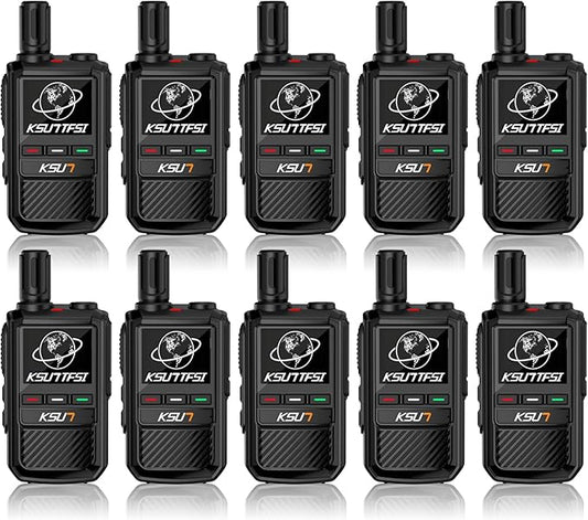 Lifetime Free Global Rapid Walkie Talkies Unlimited Range Nationwide PTT 4G LTE PoC Long Range Two Way Radio 5000 Miles Long Distance with Flashlight for Family,Outdoor,Logistics (10 Pack with SIM)