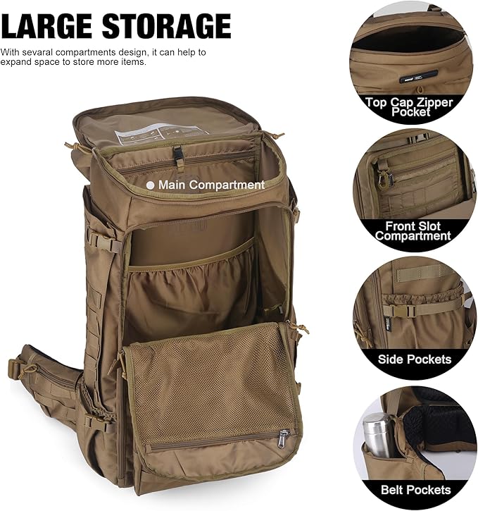 Mardingtop 75L Military Internal Frame Backpack for Men, Cordura Tactical Backpack with Recco for Snowboarding,Hiking,Camping