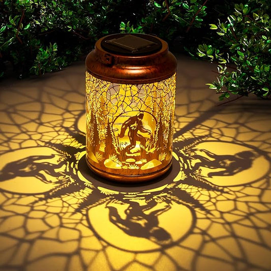 YISITEONE Bigfoot Outdoor Solar Lanterns, Garden Waterproof Metal Hanging Decor Lights for Patio Yard Pathway Lawn Front Porch, Big Foot Sasquatch Birthday Gardening Gifts for Men Women Mom Grandma