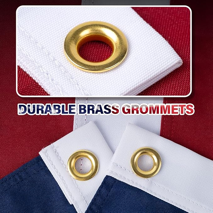 American Flag 5x8 FT TearProof Series, Heavy Duty Tough Spun Polyester USA Flags High Wind for Outside Outdoor with Durable Embroidered Stars Sewn Stripes 3 Brass Grommets
